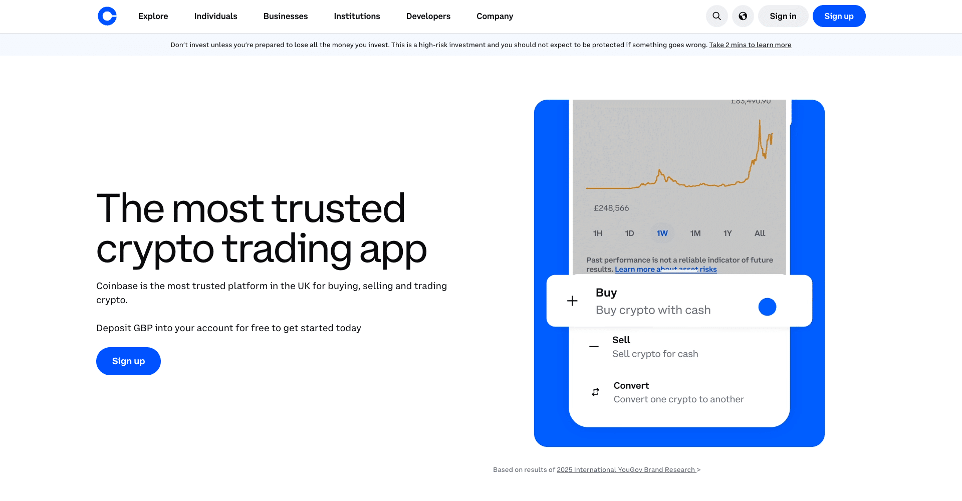 Coinbase homepage in 2026