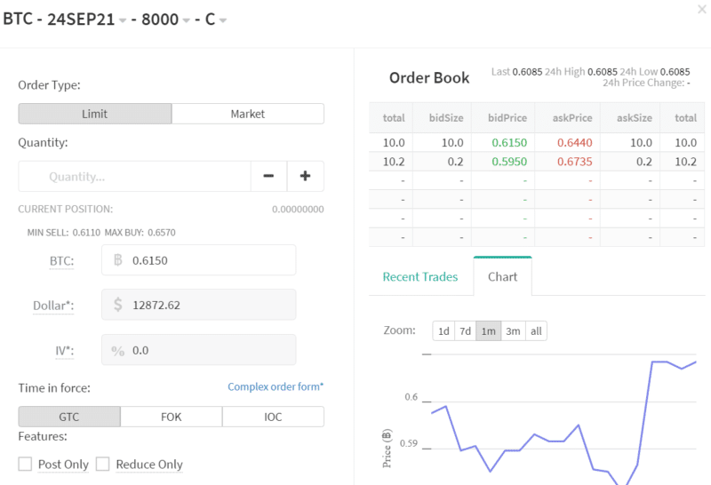 bitcoin options at Deribit