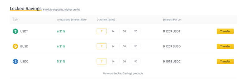 binance locked savings account