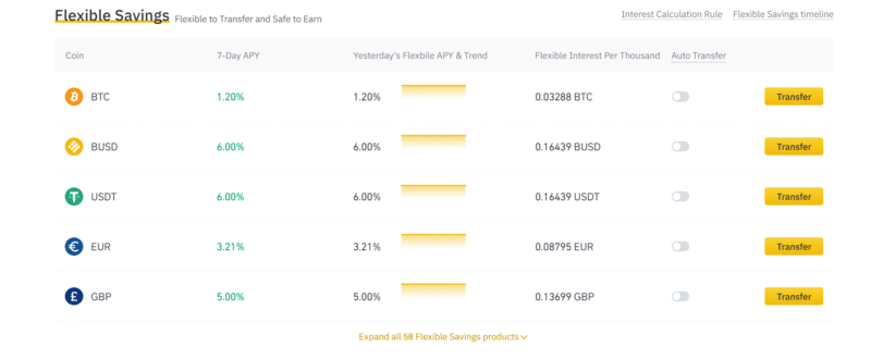 binance savings account