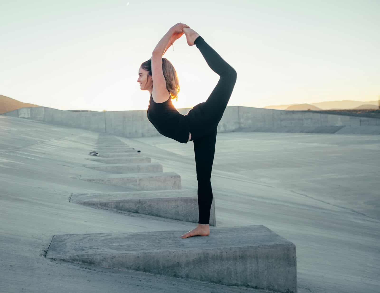 Woman doing yoga stretches