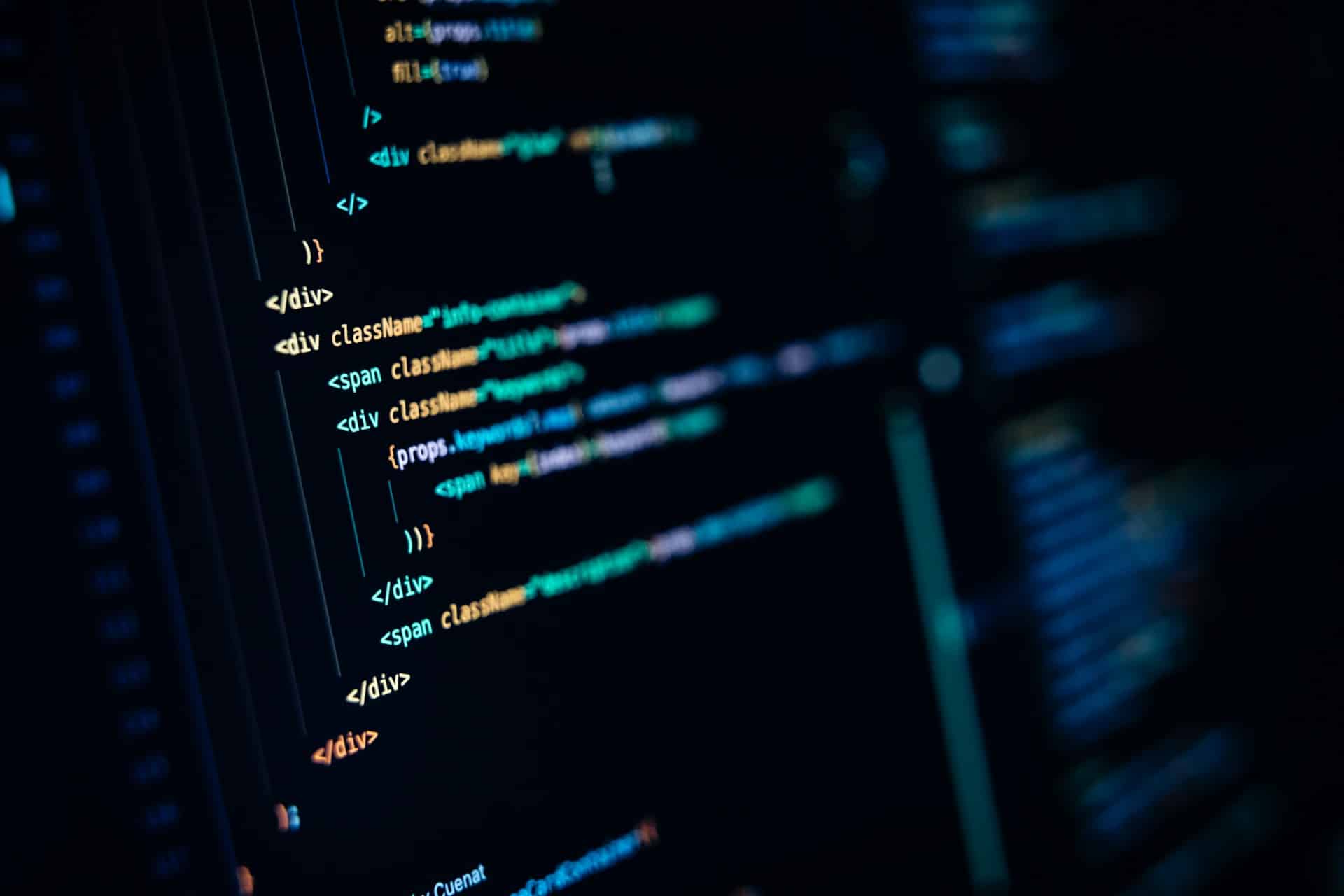 Code on a screen showing modern JavaScript syntax