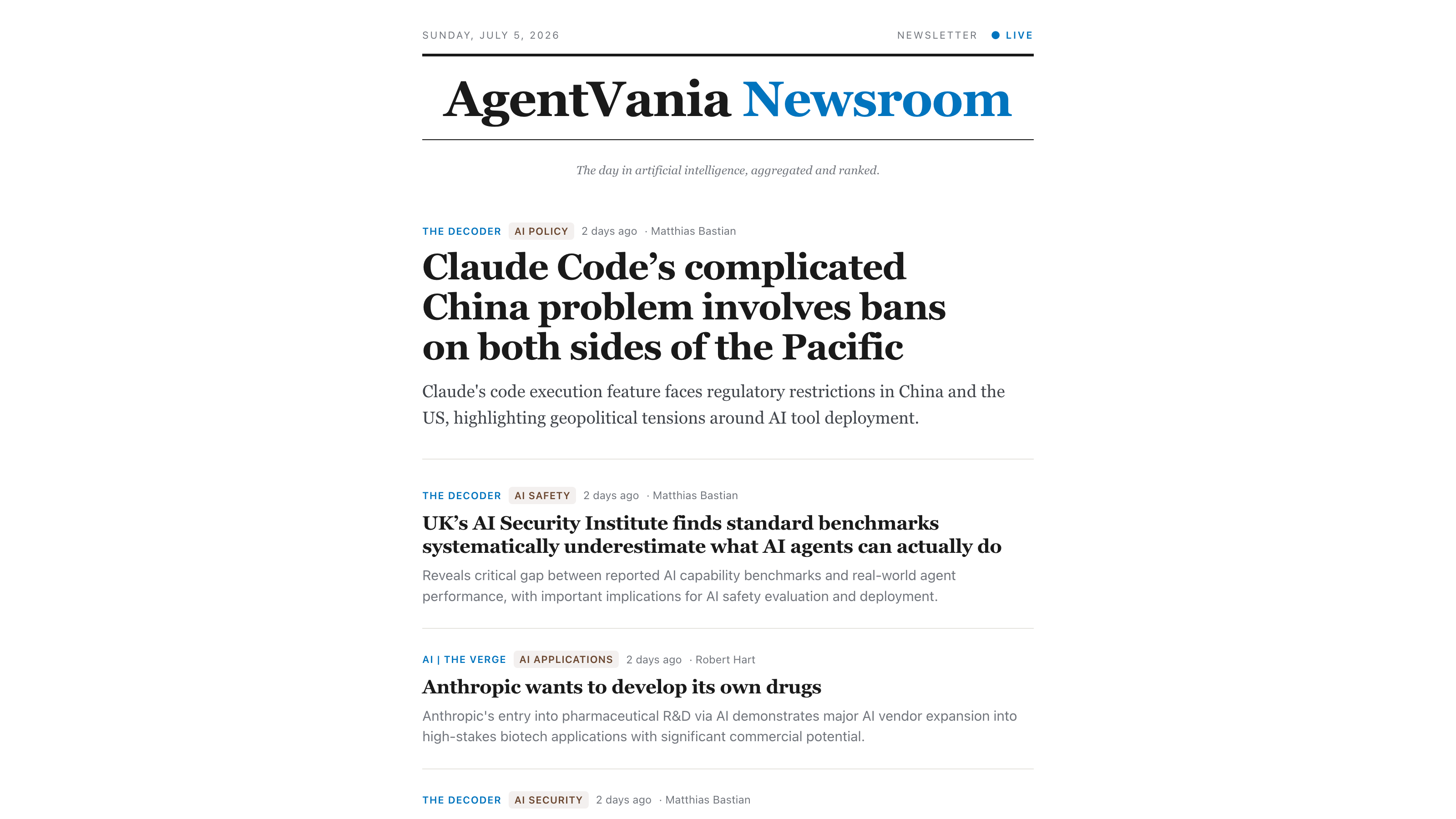 The AgentVania Newsroom, a headless WordPress front end served by a Cloudflare Worker