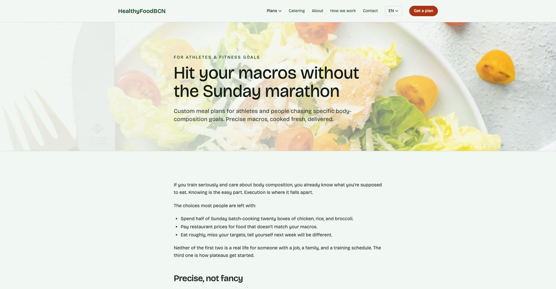 HealthyFoodBCN page for athletes: Hit your macros without the Sunday marathon