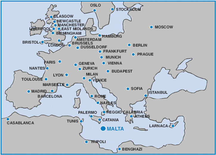 Map Europe Malta