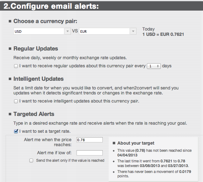 When2Convert Currency converter and email alerts